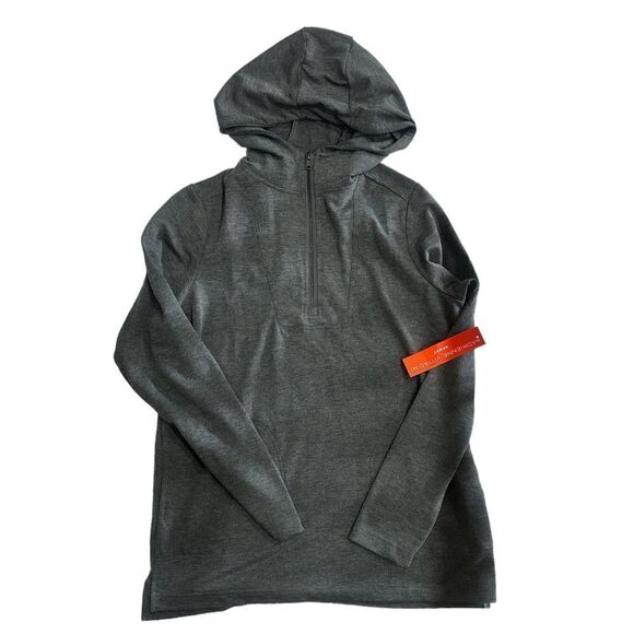 Adrienne Vittadini Sport Gray Pullover Hoodie Top Shirt with pockets Small S NWT - Picture 1 of 5